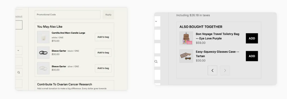 Checkout Components Upsell List