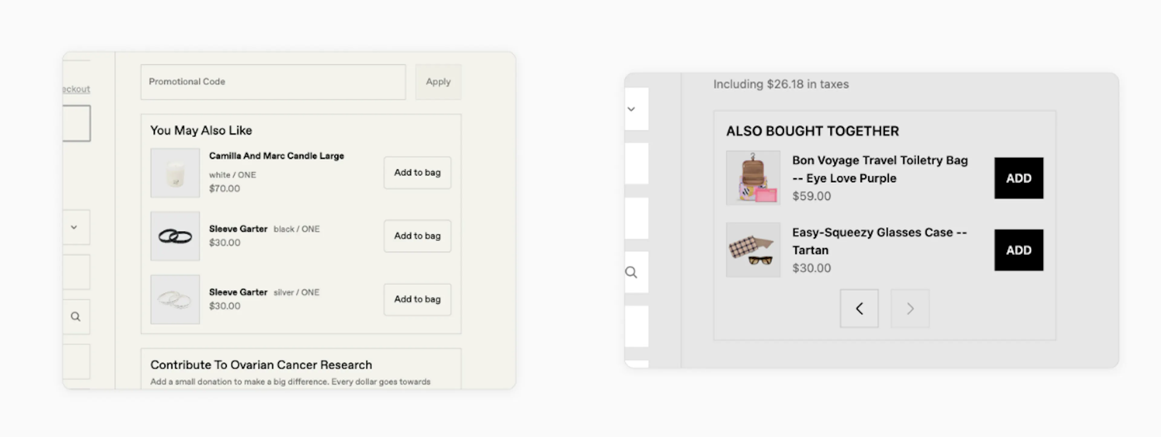 Checkout Components Upsell List