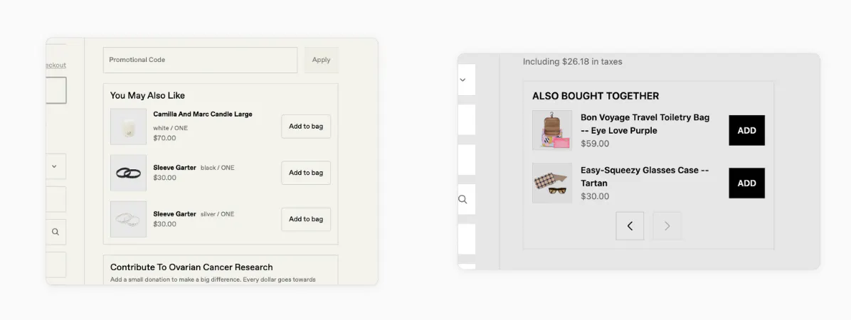 Checkout Components Upsell List