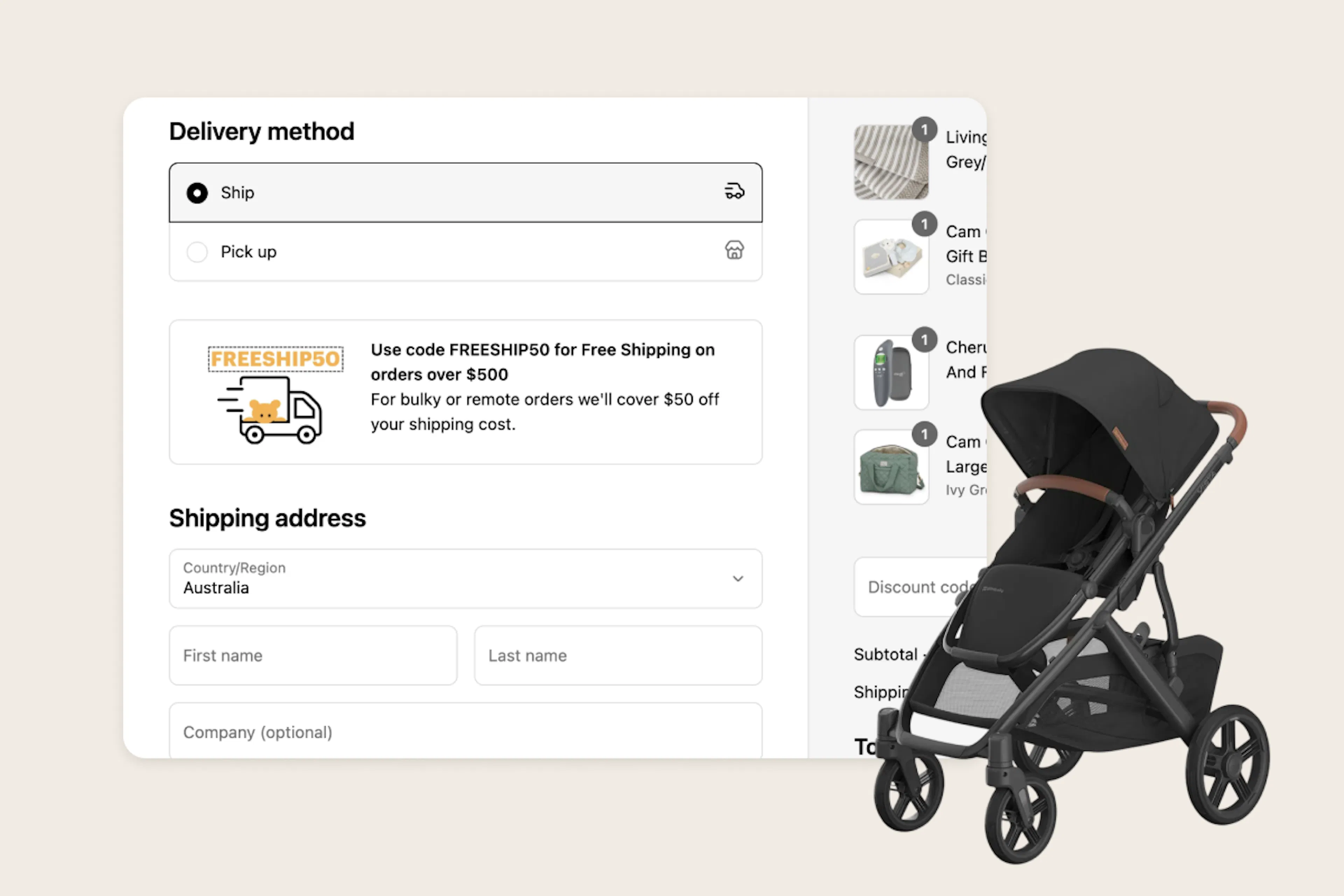 Checkout Components Call to Action Baby Village