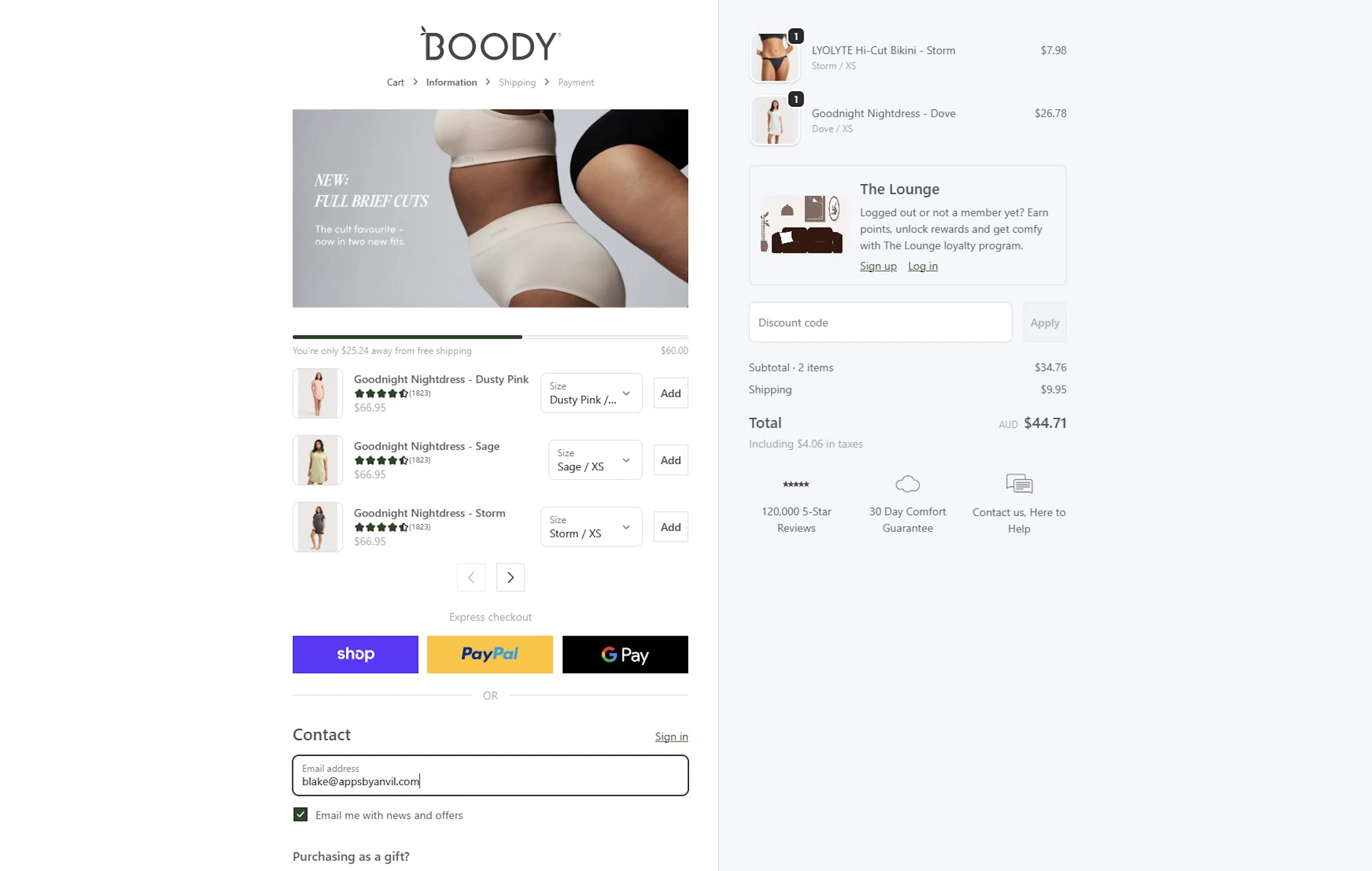 Boody Shopify Checkout