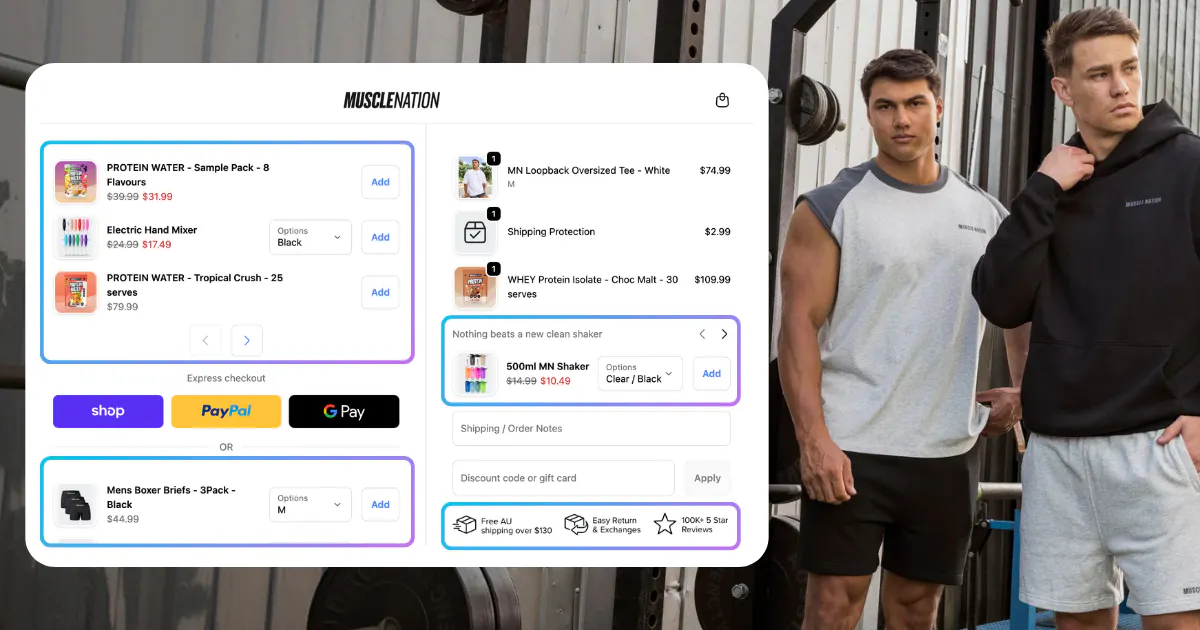 Muscle Nation ecommerce checkout experience