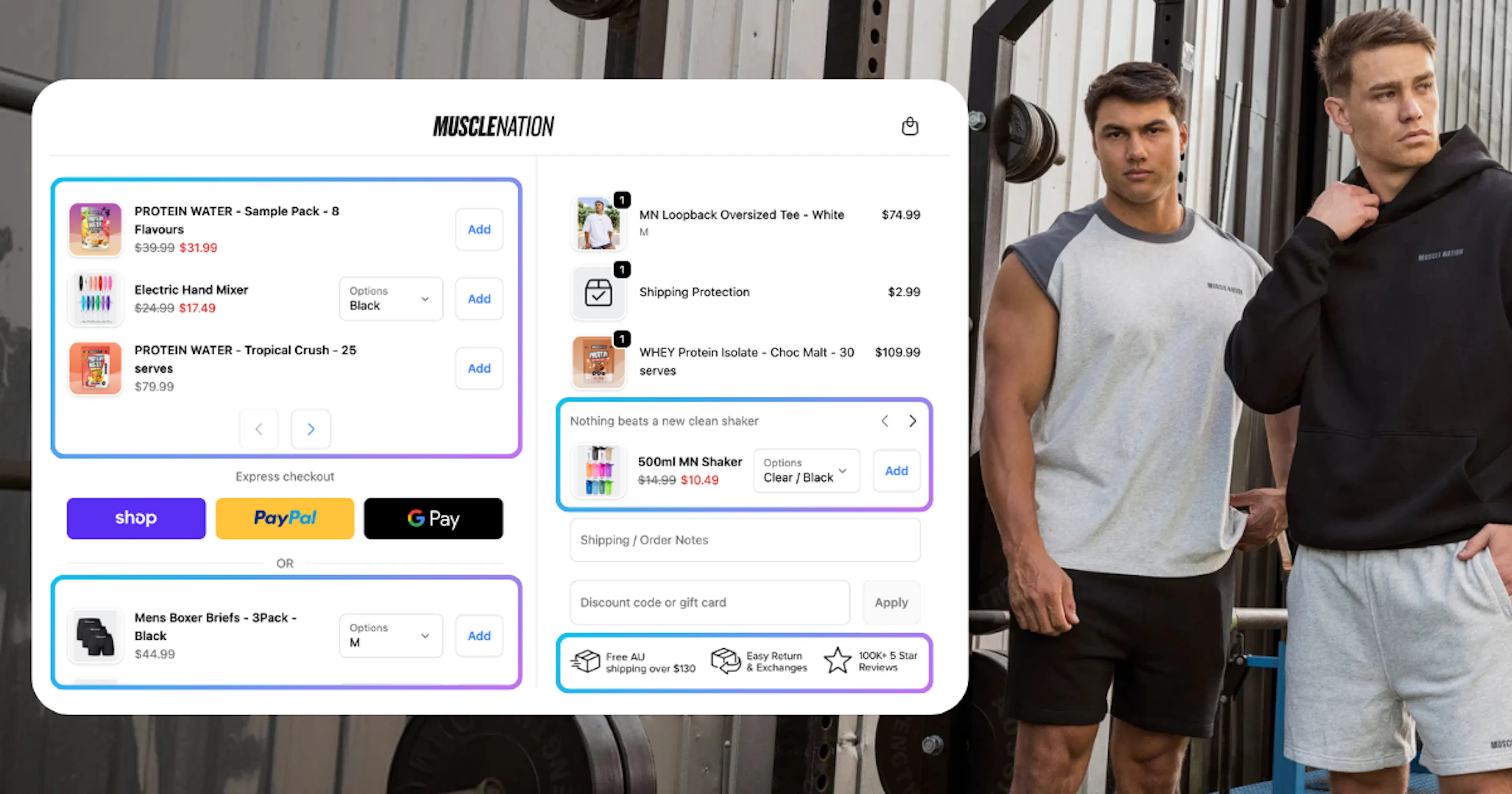 Muscle Nation ecommerce checkout experience