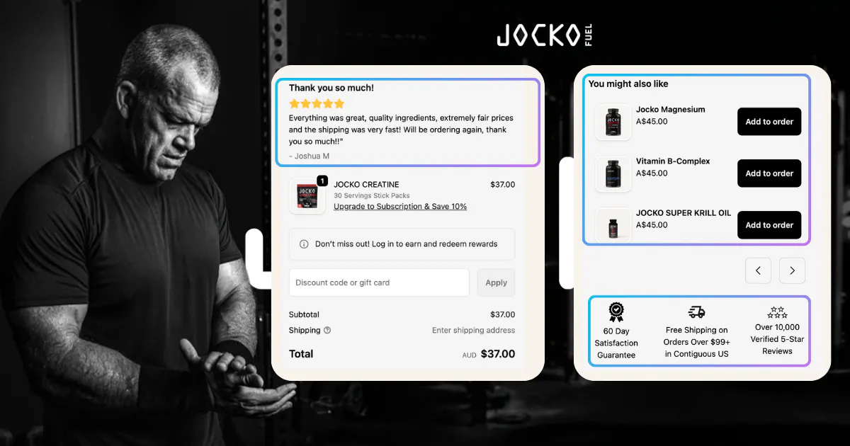 JOCKO FUEL ecommerce checkout experience
