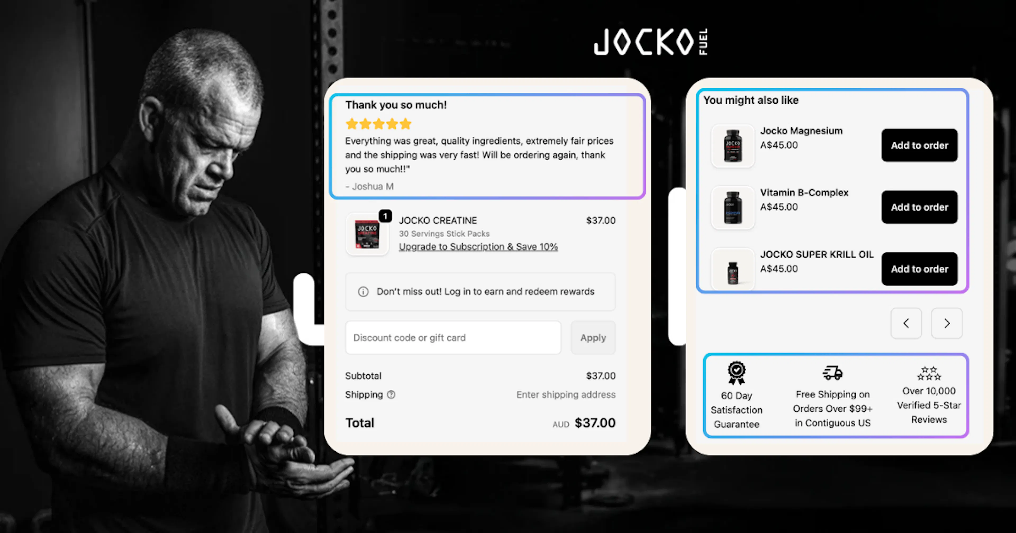JOCKO FUEL ecommerce checkout experience