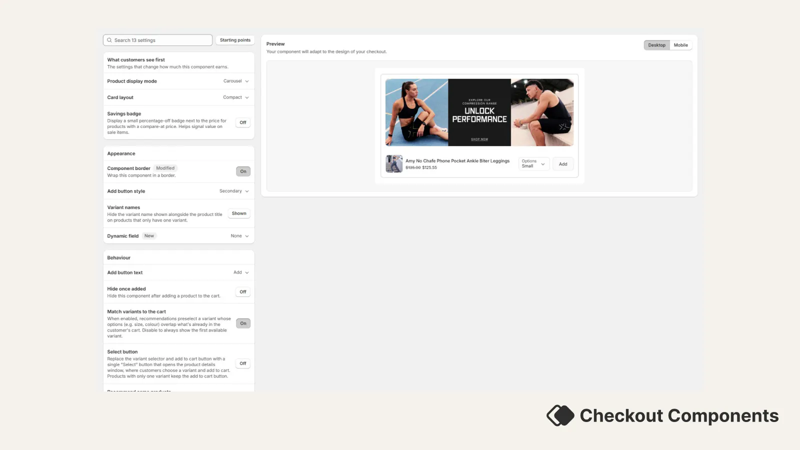 Appearance editor preview for Shopify checkout components | Checkout Components