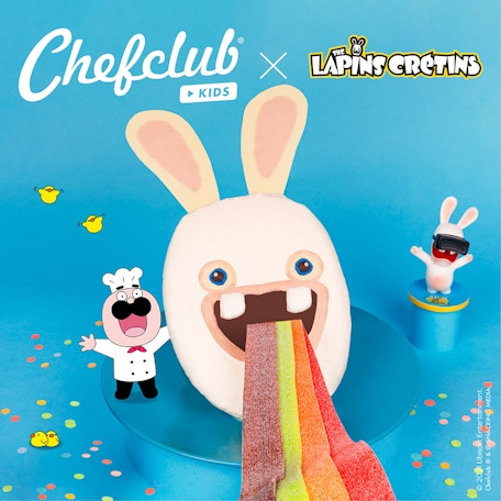 Le gâteau arc-en-ciel Lapins Crétins