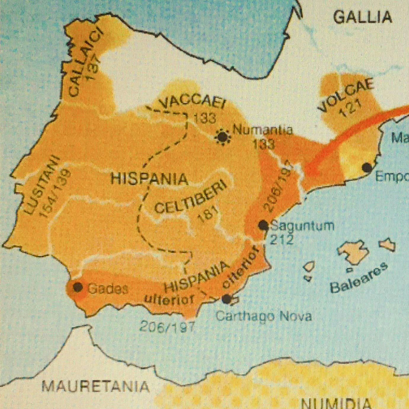 Map of Romans in Spain