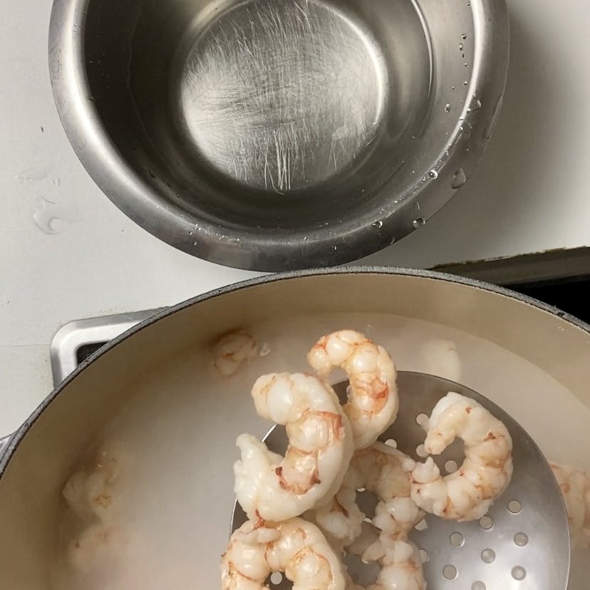 Cooking prawns