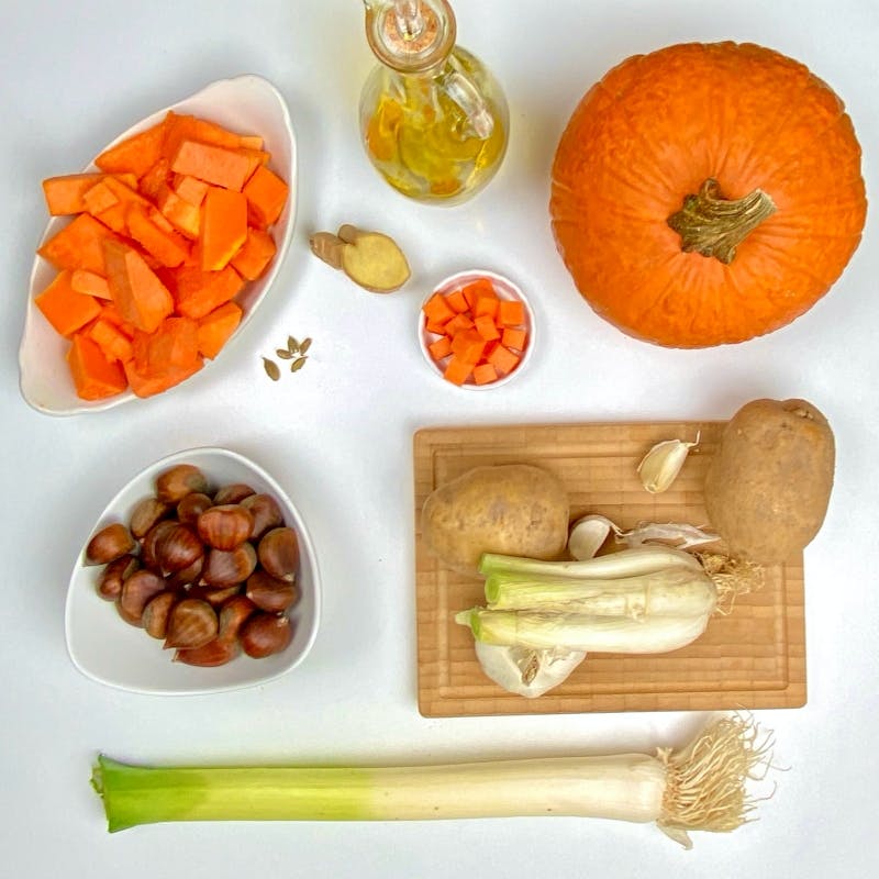 Pumpkin and roast chestnuts recipe ingredients
