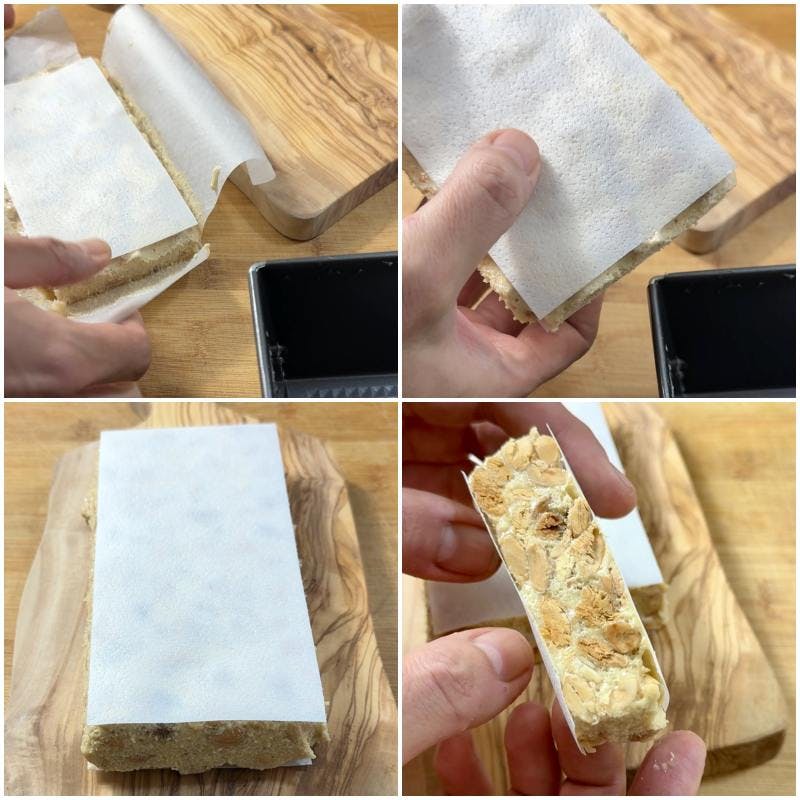 Unmolding almond turrón