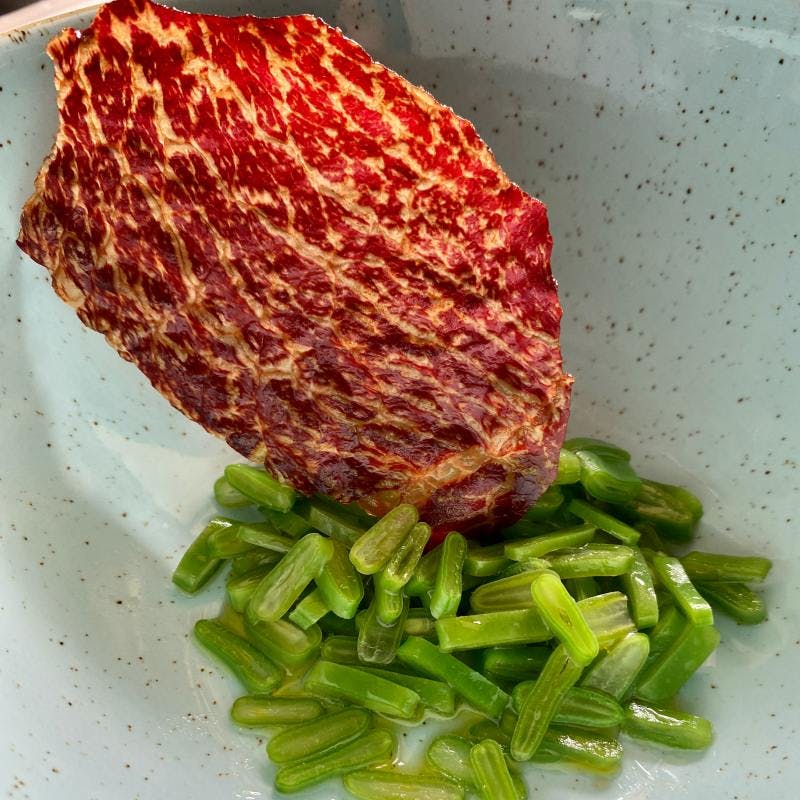 Wagyu Jerky with salad