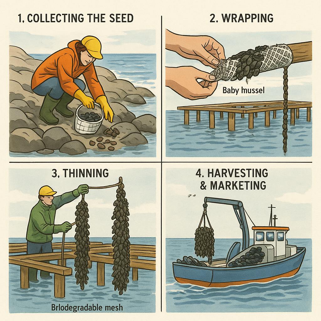 Steps of Mussels farming
