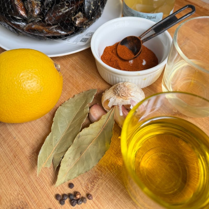 Ingredients for cooking mussels