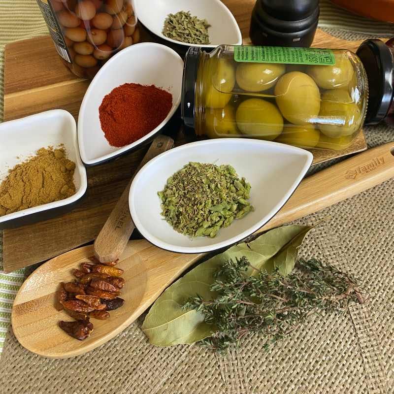 Ingredients for marinating black olives