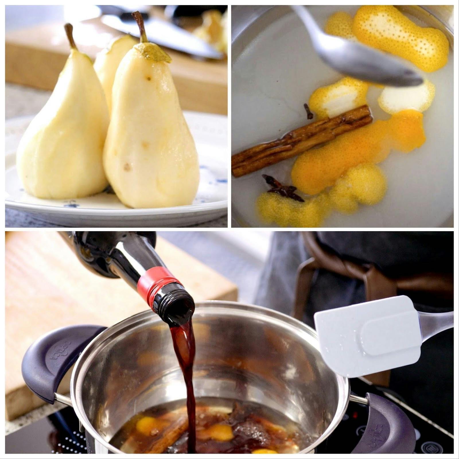 Red Wine Poached Pears