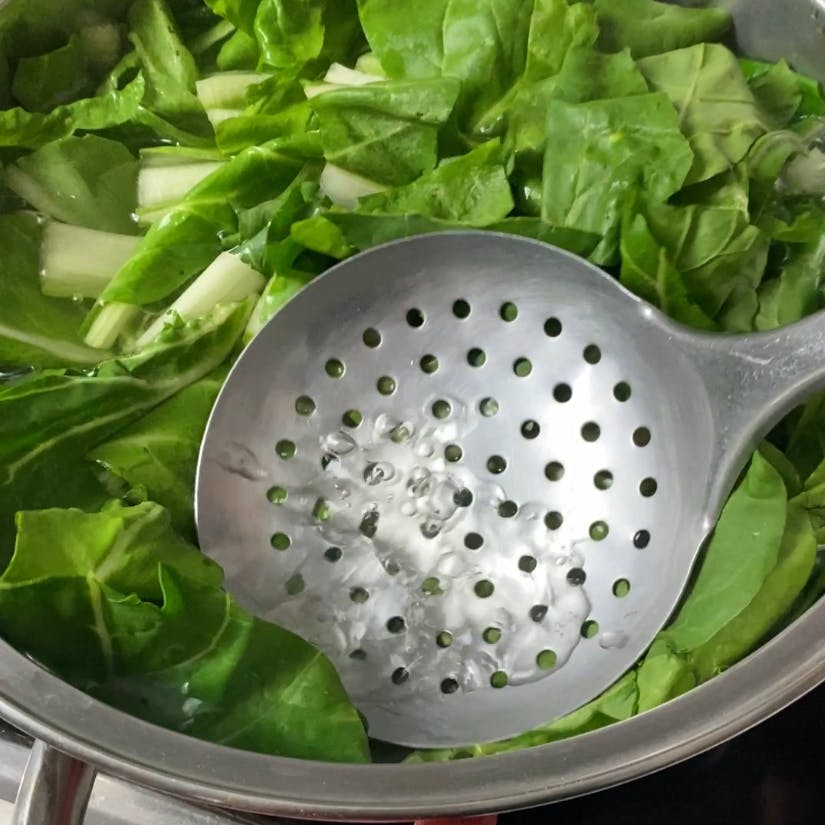 Blanching Swiss chard