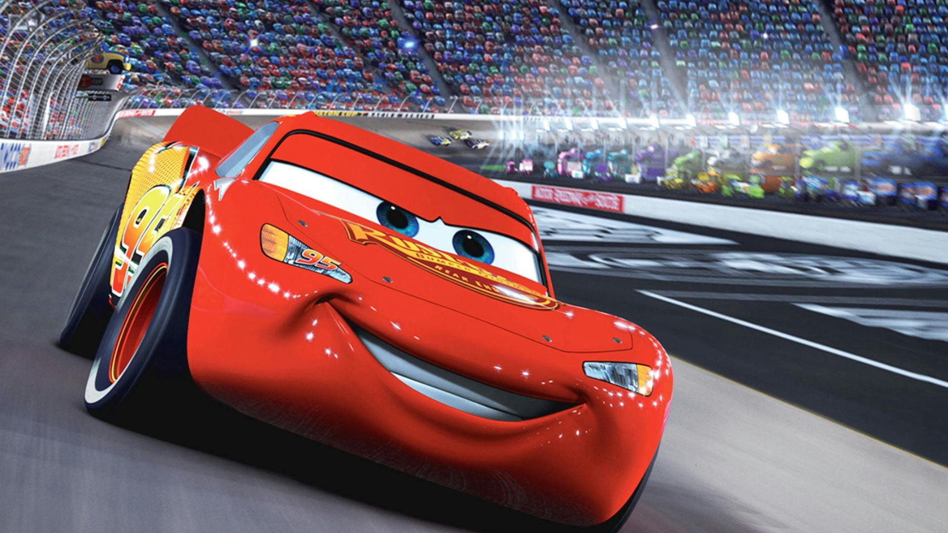 lightning McQueen racing at speed
