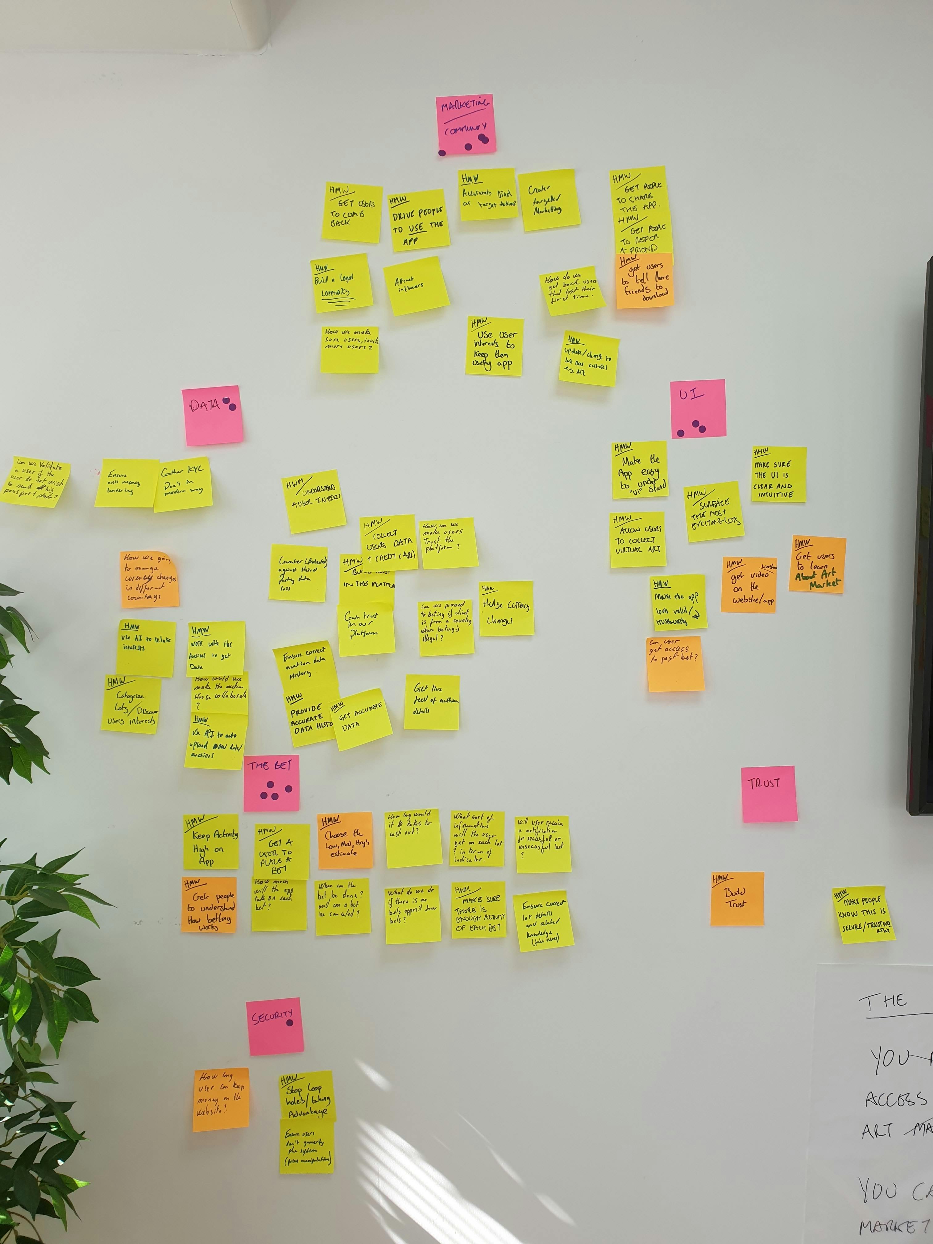 Day one planning of the Chelsea Apps design sprint