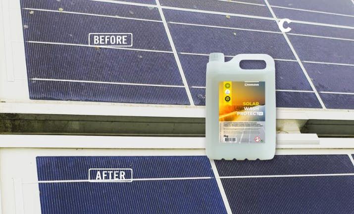 Solar Wash Protect_Before and After cleaning solar panels with bees' wax and pollen