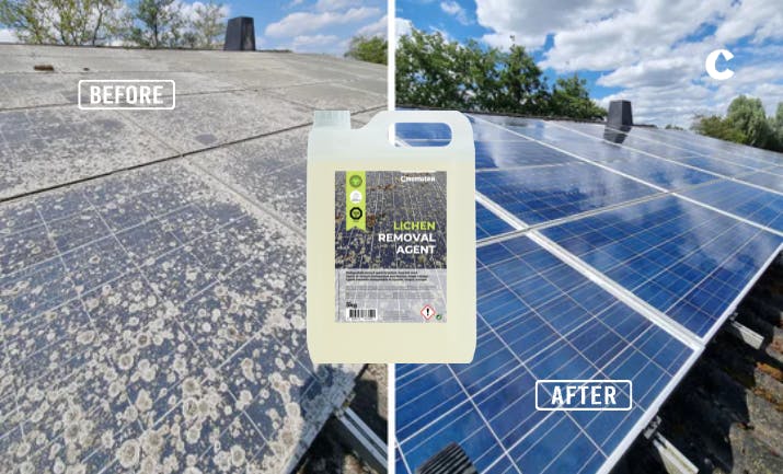 Un client résidentiel a utilisé l'ARS pour nettoyer efficacement et en toute sécurité les lichens des panneaux solaires, sans avoir à annuler la garantie.