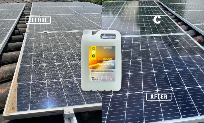 Real case with dust contamination on solar panel, easily cleaned with SWP