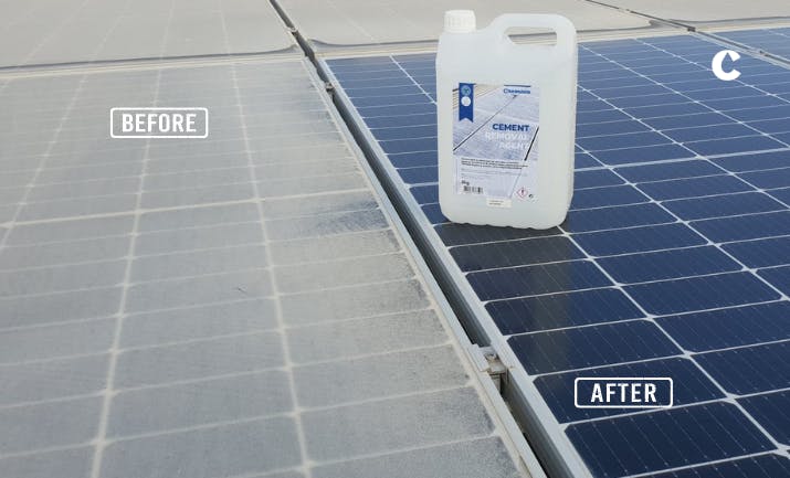 Real case of application of CRA to effectively and safely remove cement dust from solar panels in Israel
