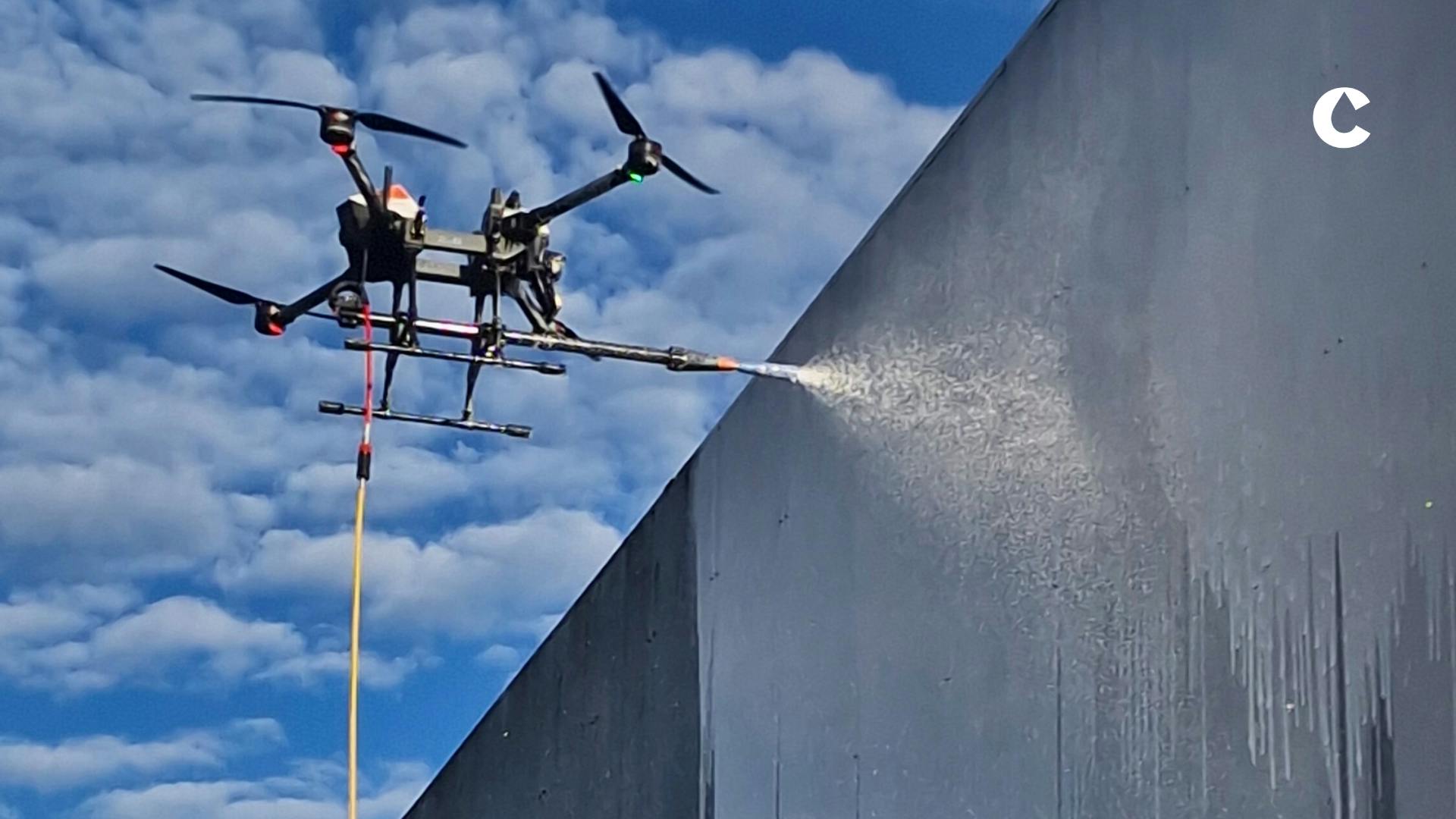 Limpieza con dron y DSI en acción