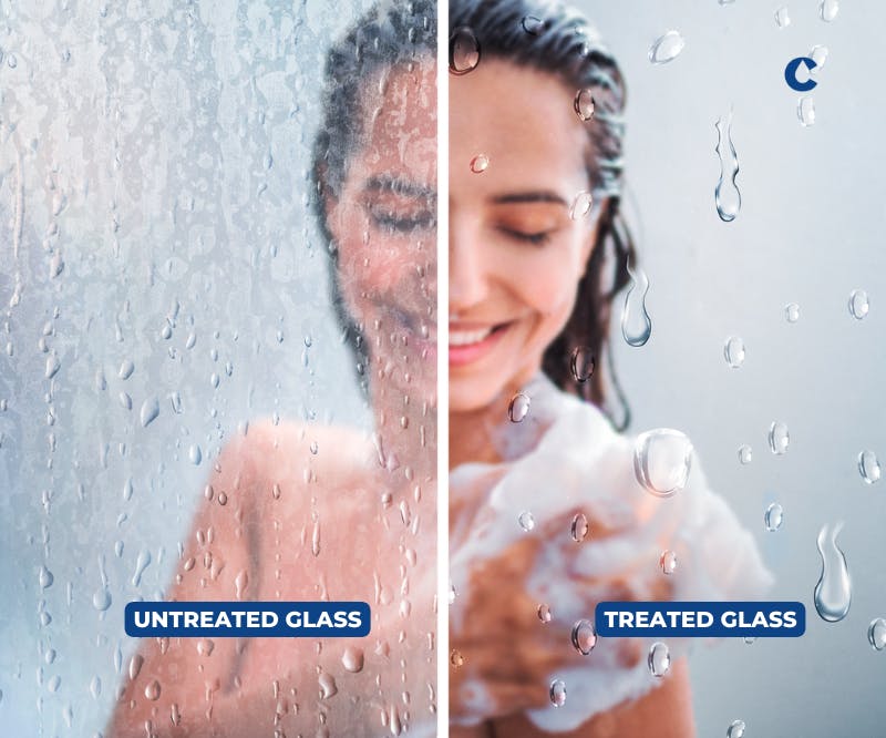Left side: Untreated Glass | Right side: Treated Glass