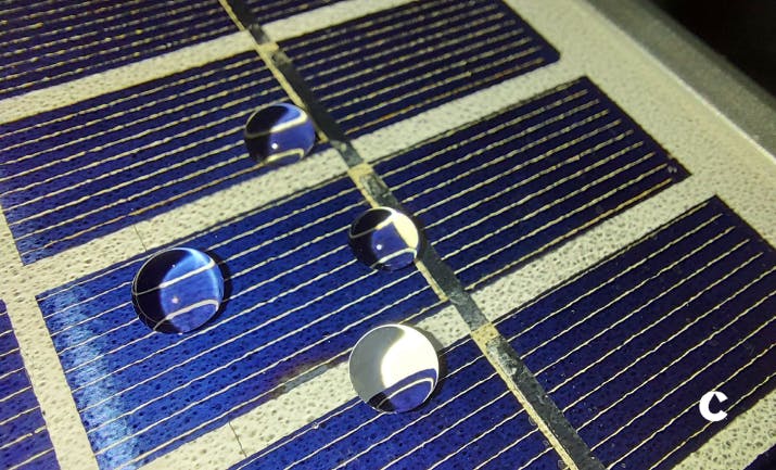 Solar panel water repellent due to IGP