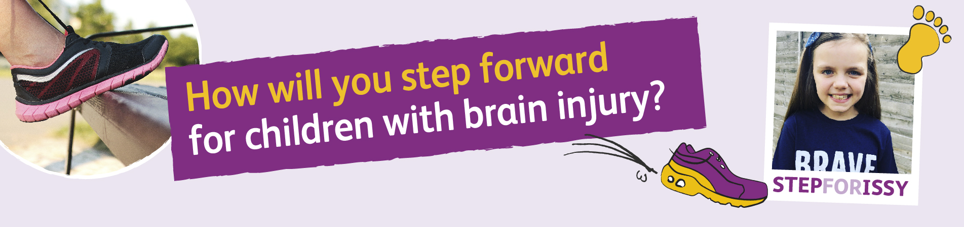 Children's Trust header banner - Will you step forward for children with brain injury?