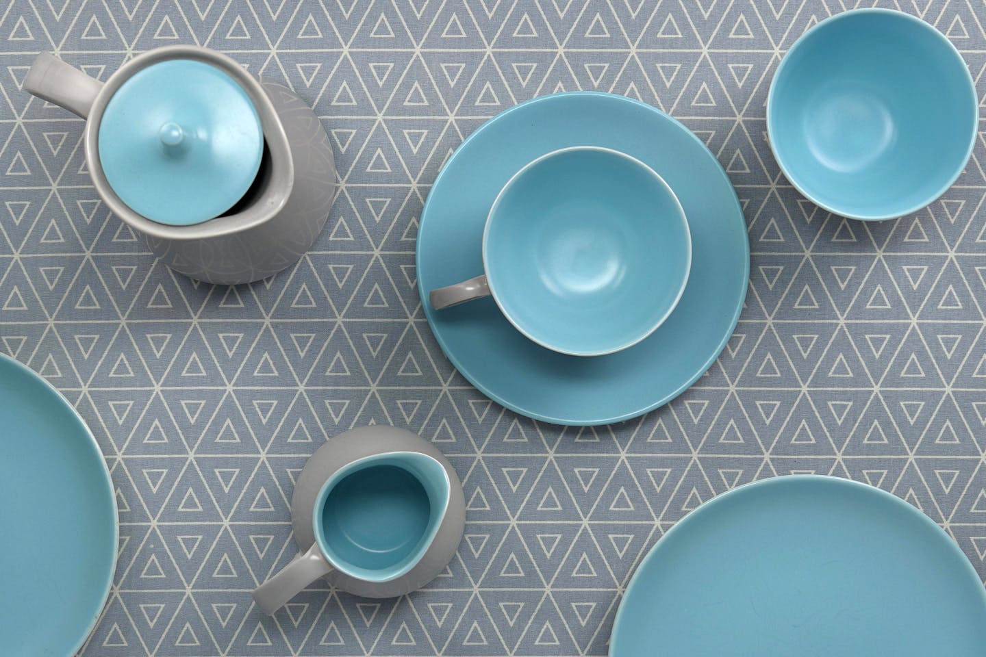 Poole Pottery Twintone Dove Grey and Sky Blue