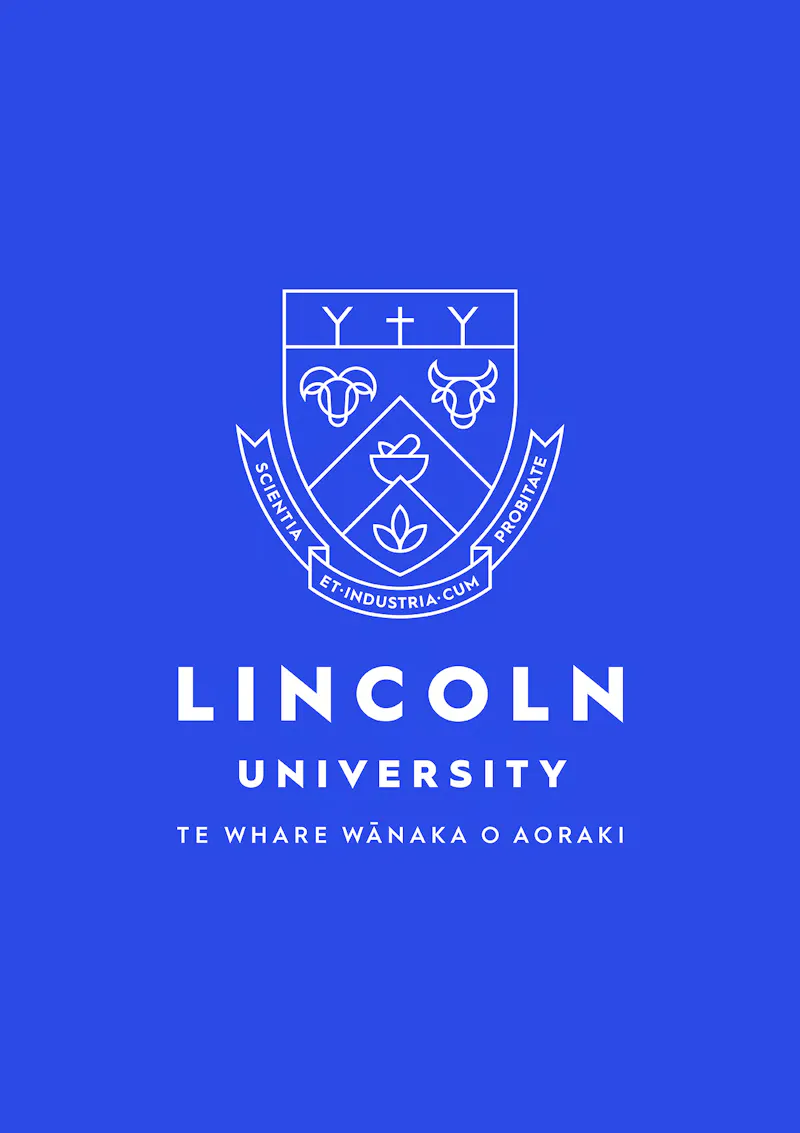 Lincoln University logo in white on a bright blue background.
