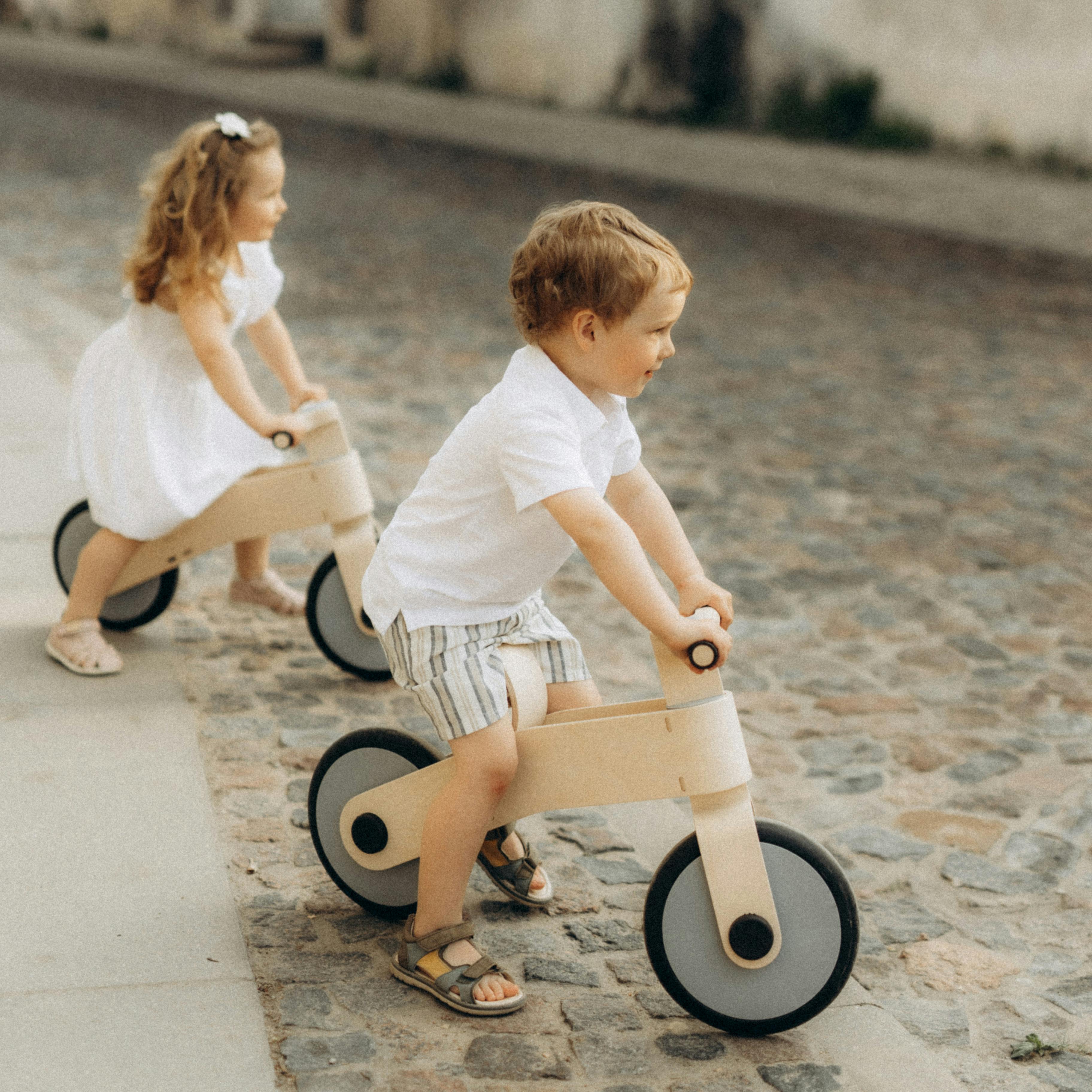 Boy and girl with a Choppy Bike