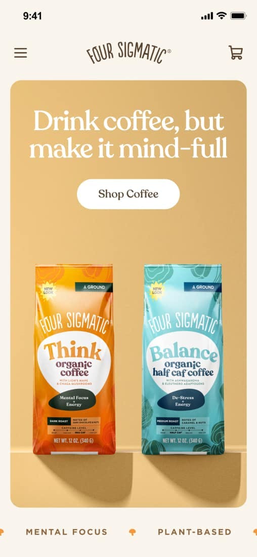 Four Sigmatic homepage hero on mobile