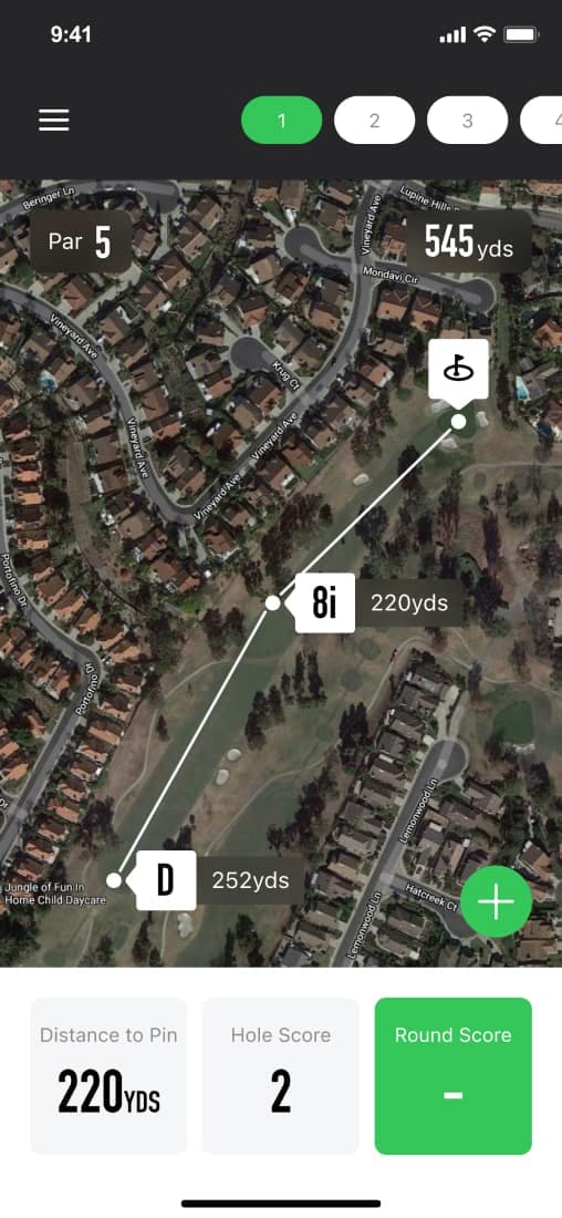 Golf GPS tracking screen