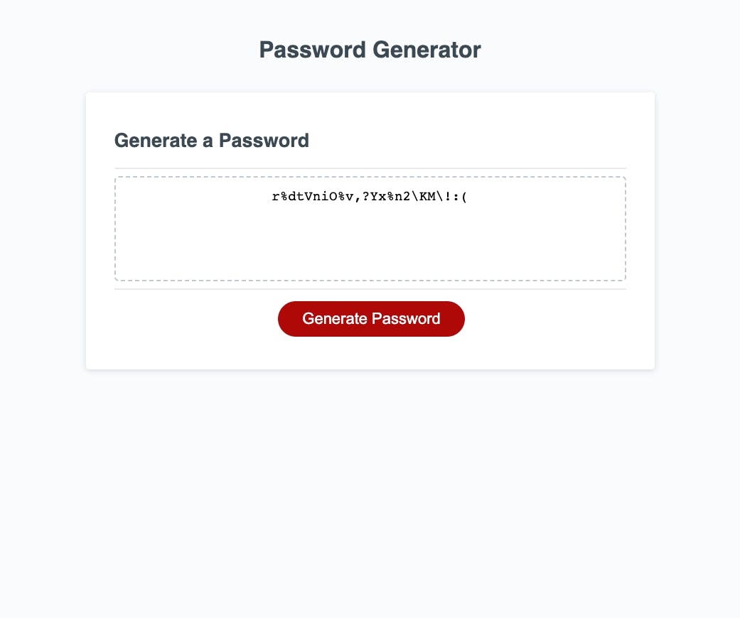 Password generator screenshot