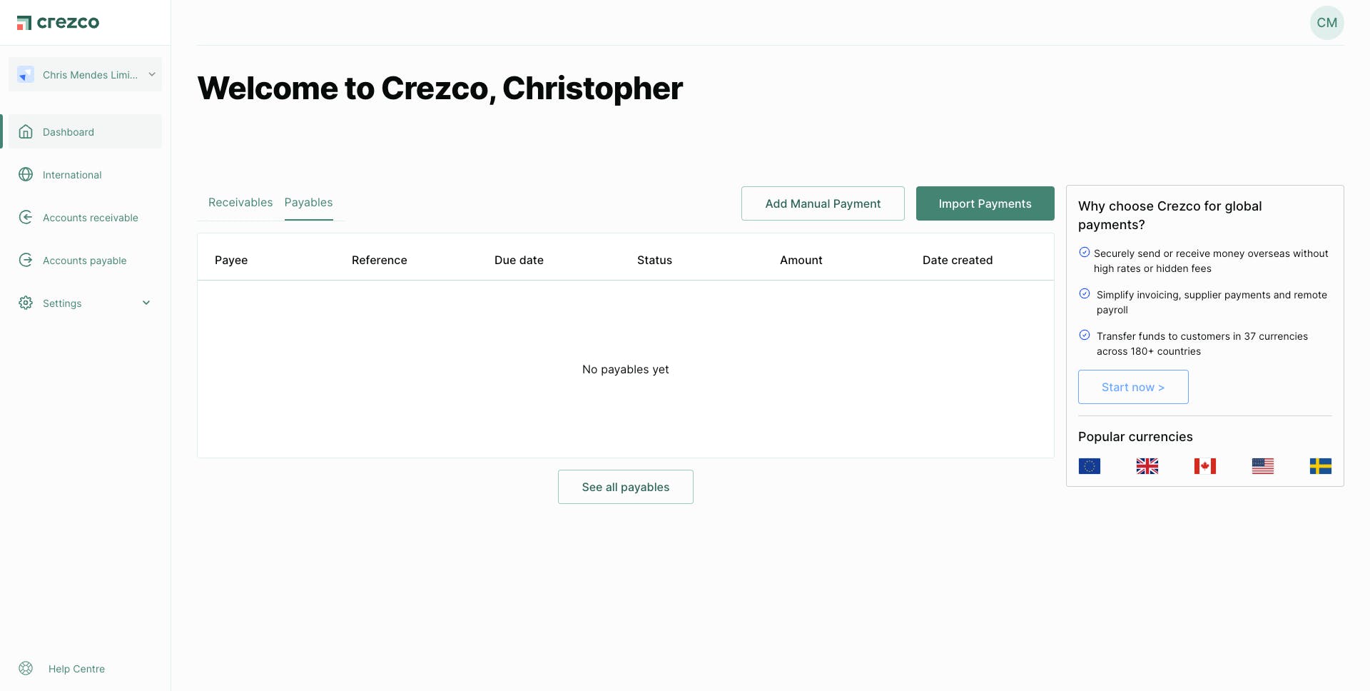 Crezco - Dashboard