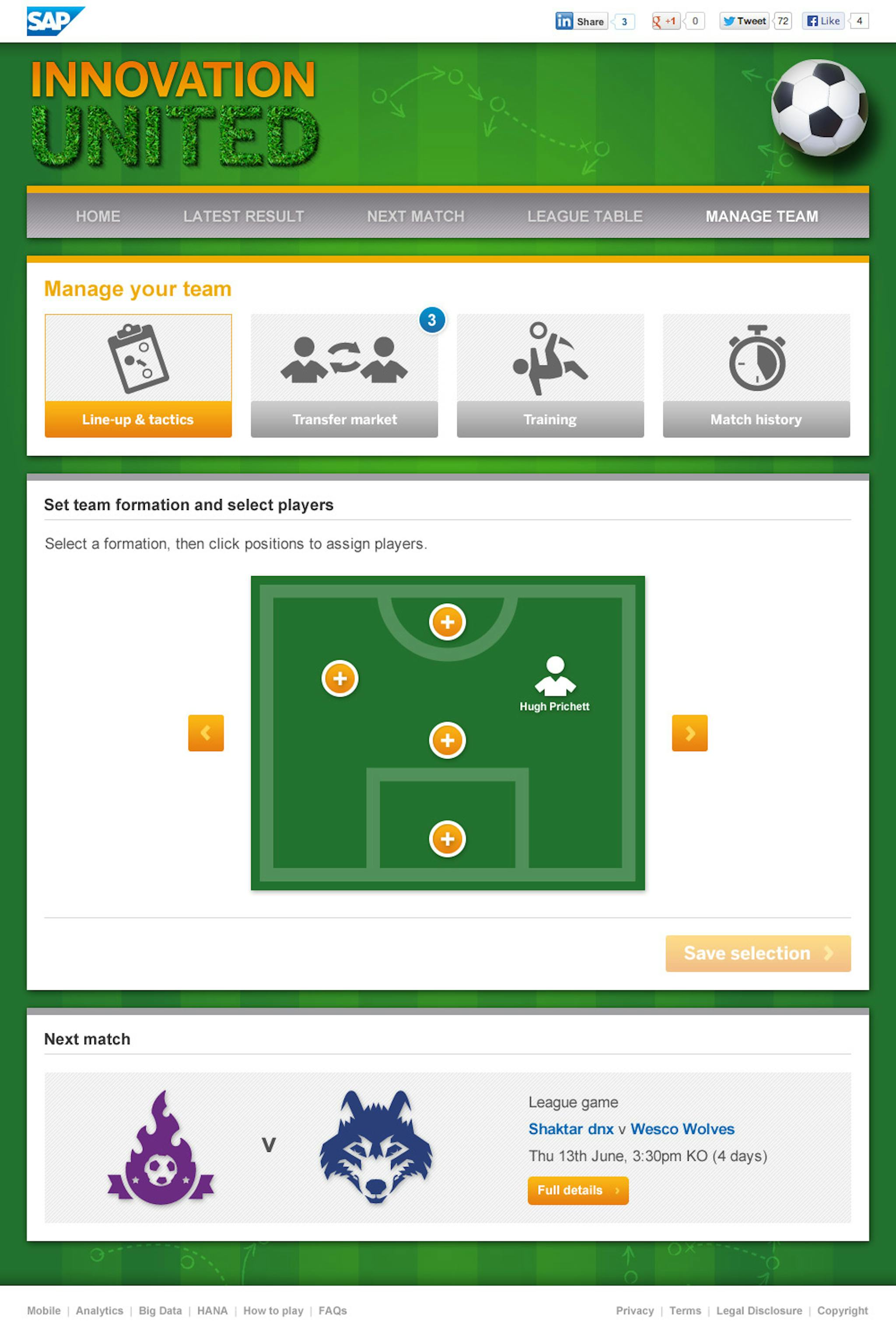 SAP Football Game - Set Tactics