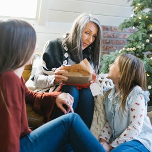 Grandmother with grandchildren on Christmas