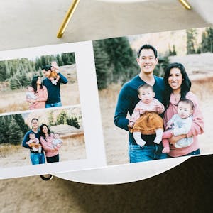 Chatbooks lay flat photo book on a table