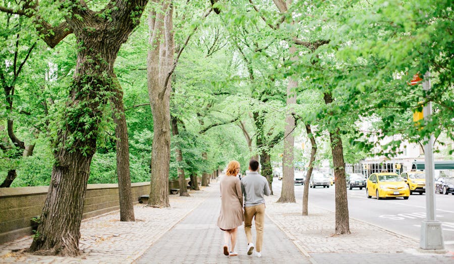 Married couple walking together
