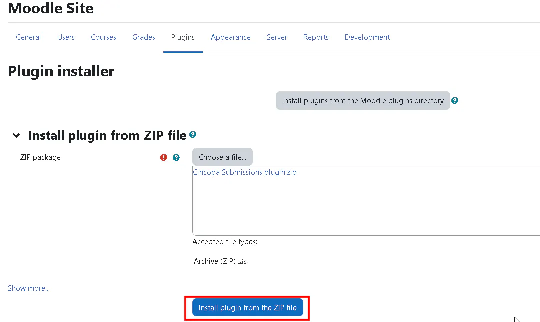 How to install Cincopa Plugins in Moodle LMS