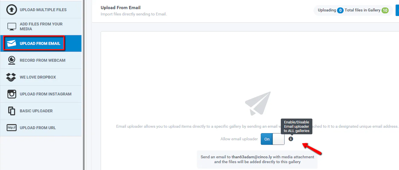 Uploading files to Cincopa