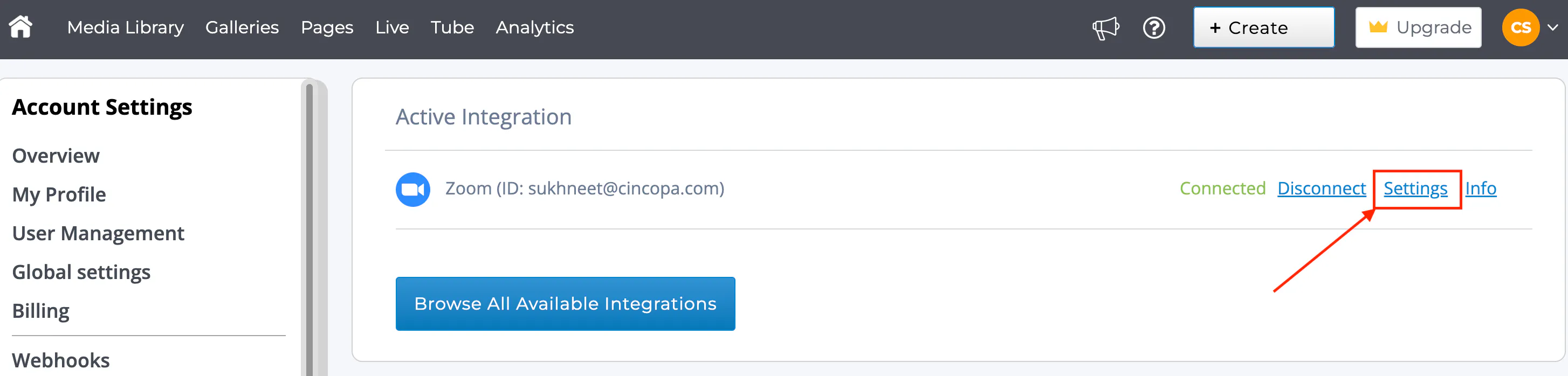 Manage Integrations