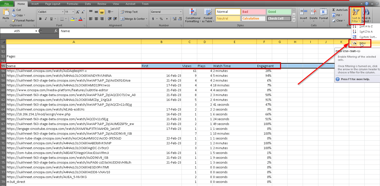 Exporting Engagement Data