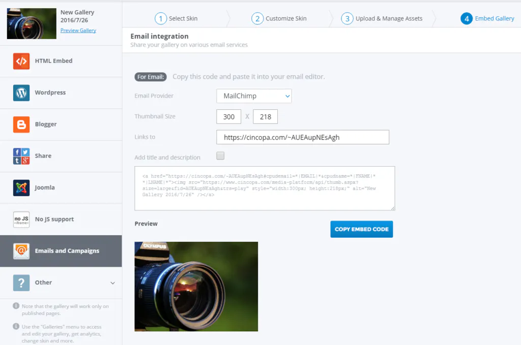 Embed in Email Campaign