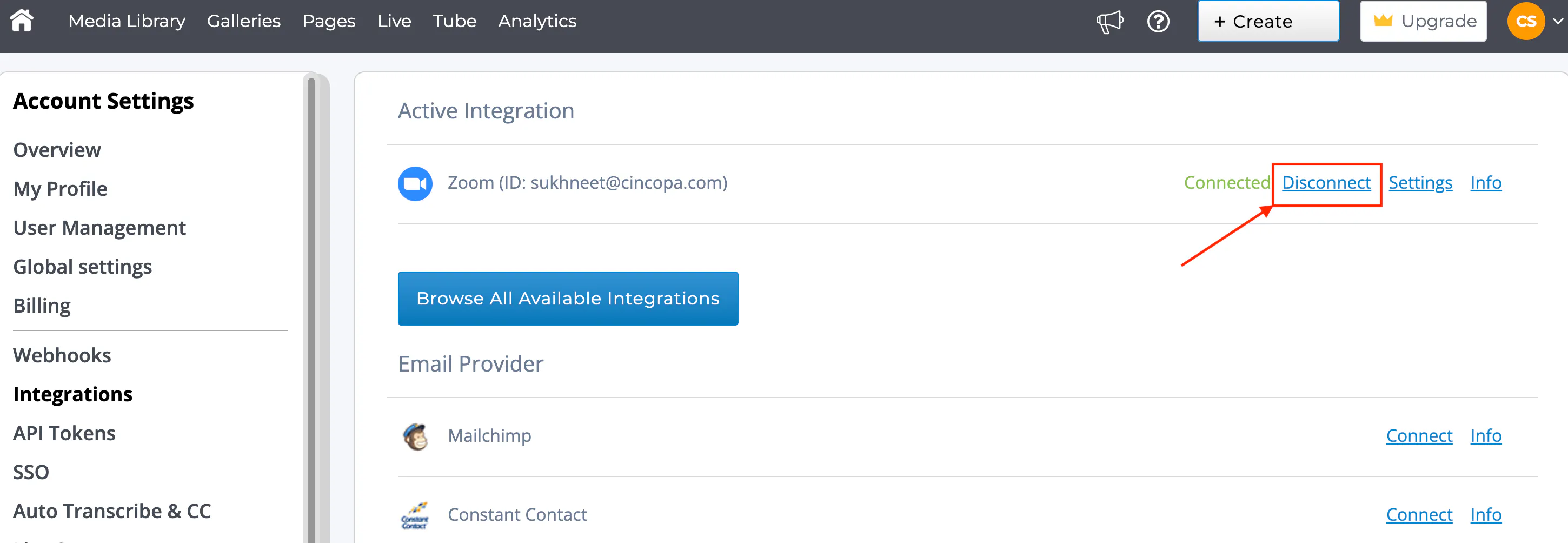 Manage Integrations