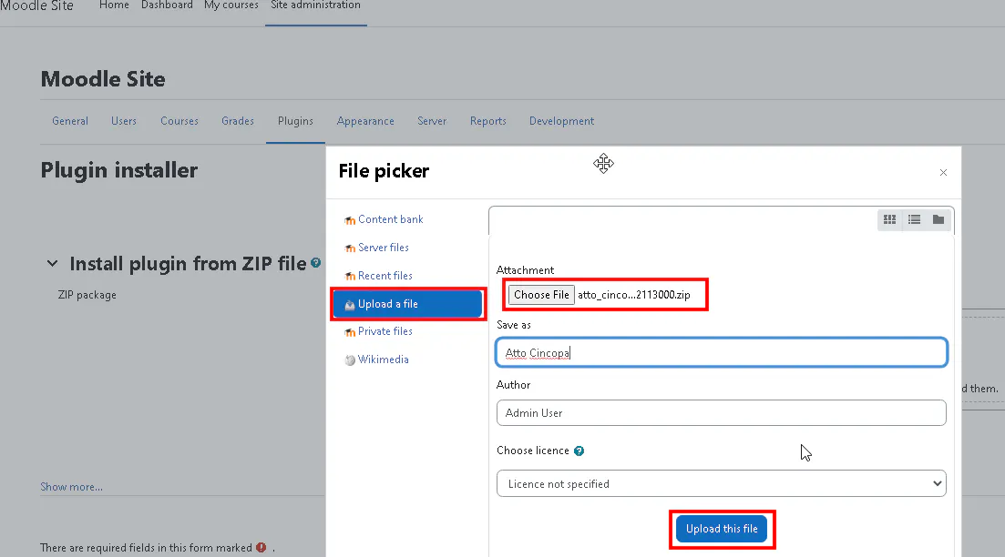 How to install Cincopa Plugins in Moodle LMS