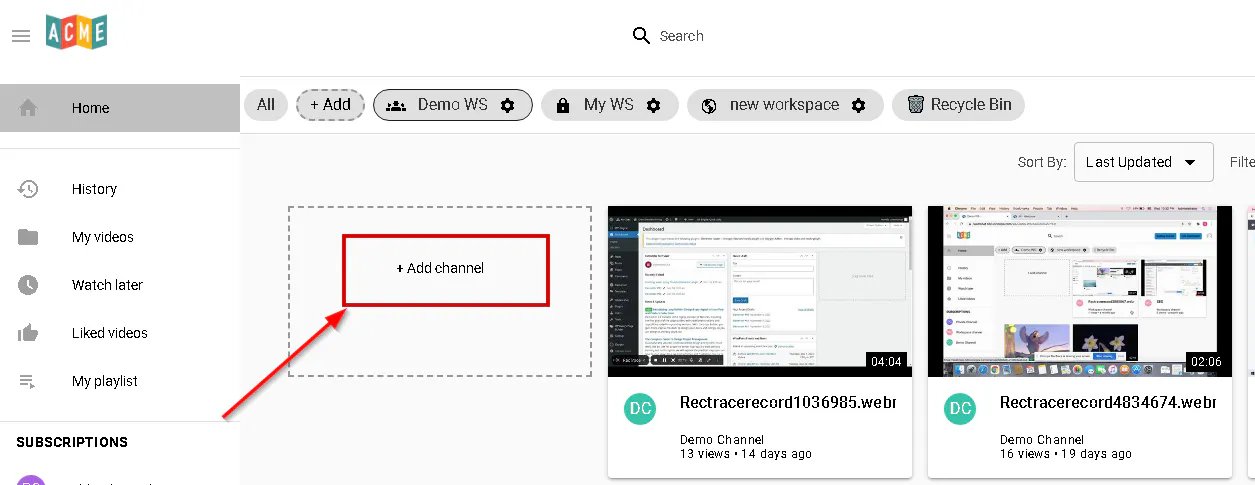 Create Public Channel in CincoTube